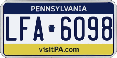 PA license plate LFA6098