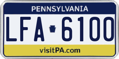 PA license plate LFA6100