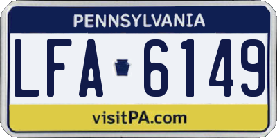 PA license plate LFA6149