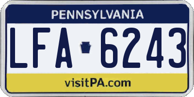 PA license plate LFA6243