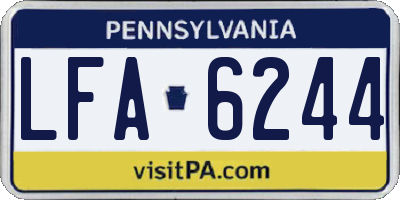 PA license plate LFA6244