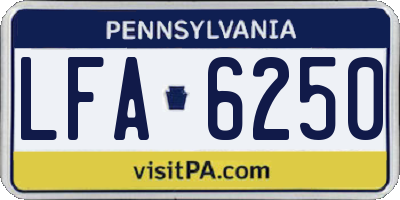 PA license plate LFA6250