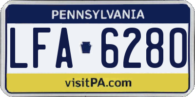 PA license plate LFA6280