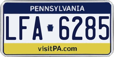 PA license plate LFA6285