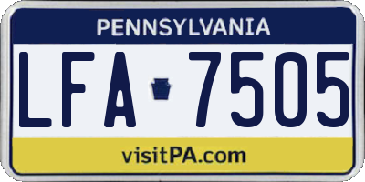PA license plate LFA7505
