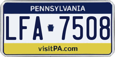PA license plate LFA7508