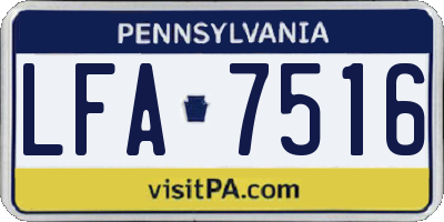PA license plate LFA7516