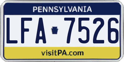 PA license plate LFA7526