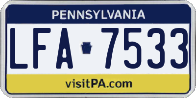 PA license plate LFA7533