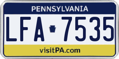 PA license plate LFA7535