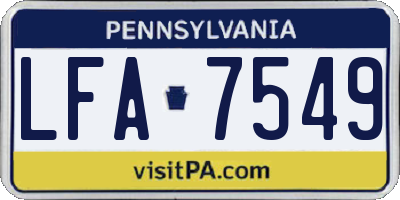 PA license plate LFA7549
