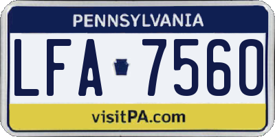 PA license plate LFA7560