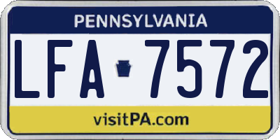 PA license plate LFA7572