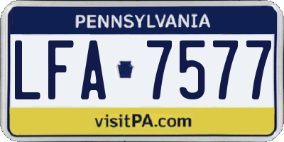 PA license plate LFA7577
