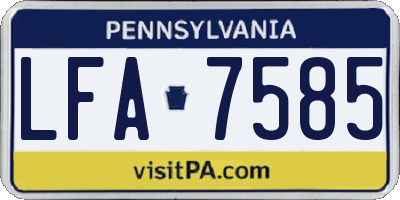 PA license plate LFA7585