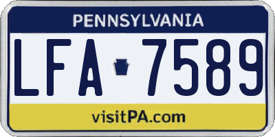 PA license plate LFA7589