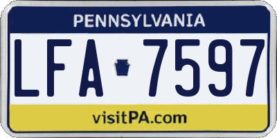 PA license plate LFA7597