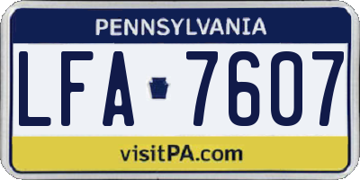 PA license plate LFA7607