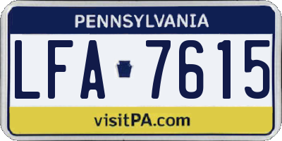 PA license plate LFA7615