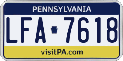 PA license plate LFA7618
