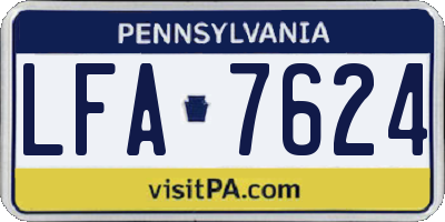 PA license plate LFA7624