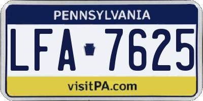PA license plate LFA7625