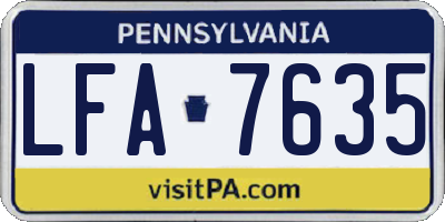 PA license plate LFA7635