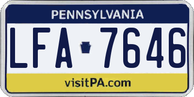 PA license plate LFA7646