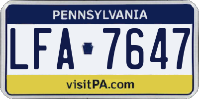 PA license plate LFA7647