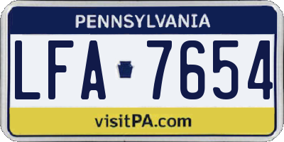 PA license plate LFA7654