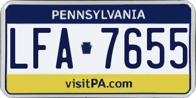 PA license plate LFA7655