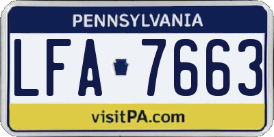 PA license plate LFA7663