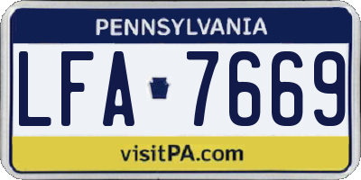 PA license plate LFA7669