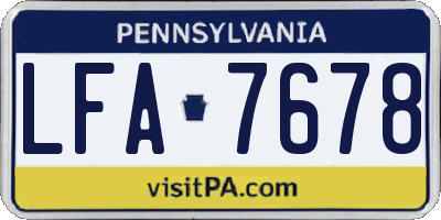 PA license plate LFA7678