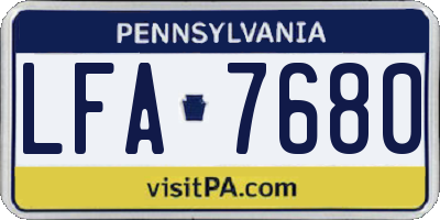 PA license plate LFA7680