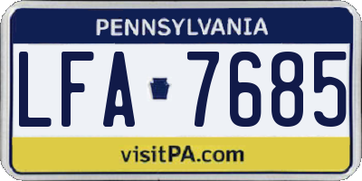 PA license plate LFA7685