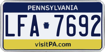 PA license plate LFA7692