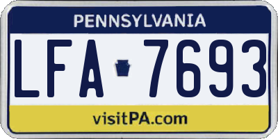 PA license plate LFA7693