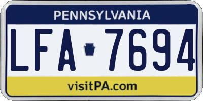 PA license plate LFA7694