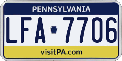 PA license plate LFA7706