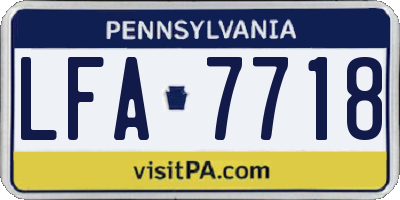 PA license plate LFA7718