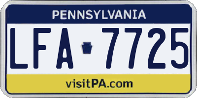 PA license plate LFA7725