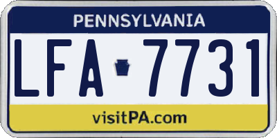 PA license plate LFA7731