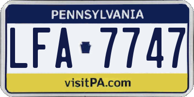 PA license plate LFA7747