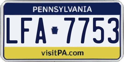 PA license plate LFA7753