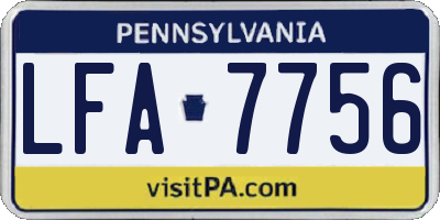 PA license plate LFA7756