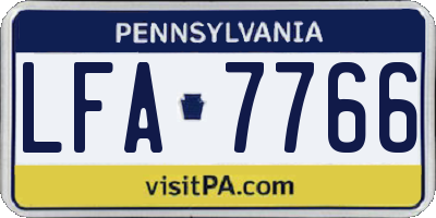PA license plate LFA7766