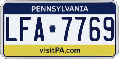 PA license plate LFA7769