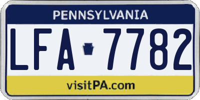 PA license plate LFA7782