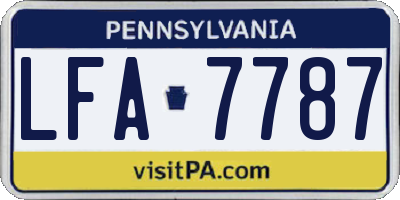 PA license plate LFA7787